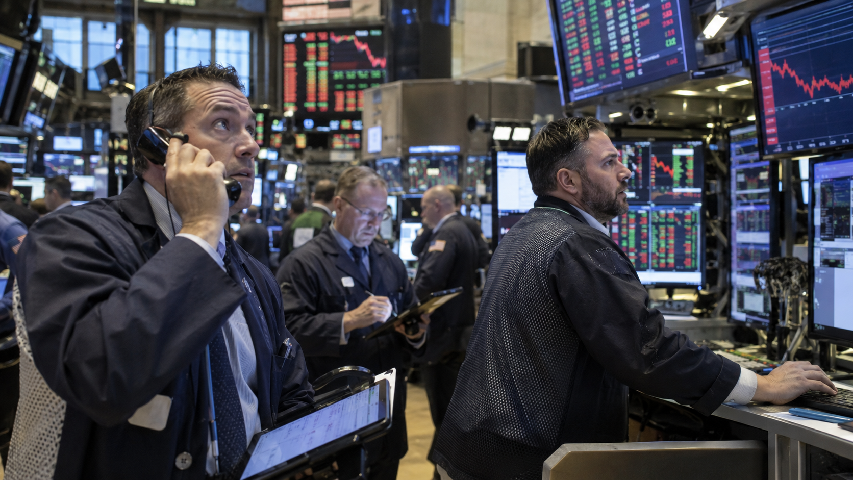 Traderi urmăresc ecranele într-o sesiune agitată pe piața americană