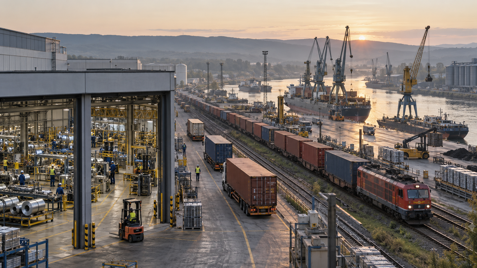 Activitate industrială, feroviară și portuară într-un coridor logistic european