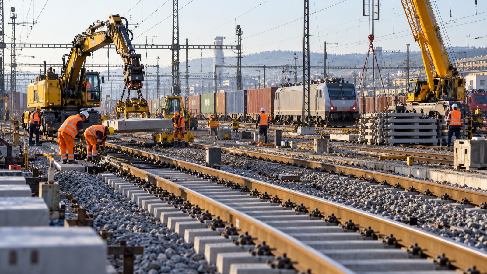 Lucrări de modernizare a unei căi ferate europene